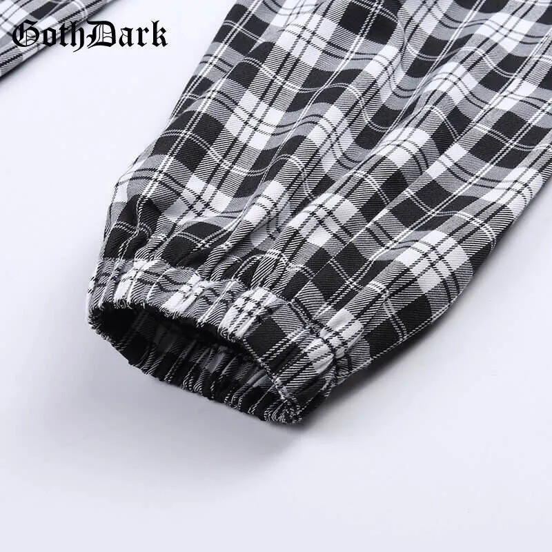 Black and White Harajuku plaid cargo pants
