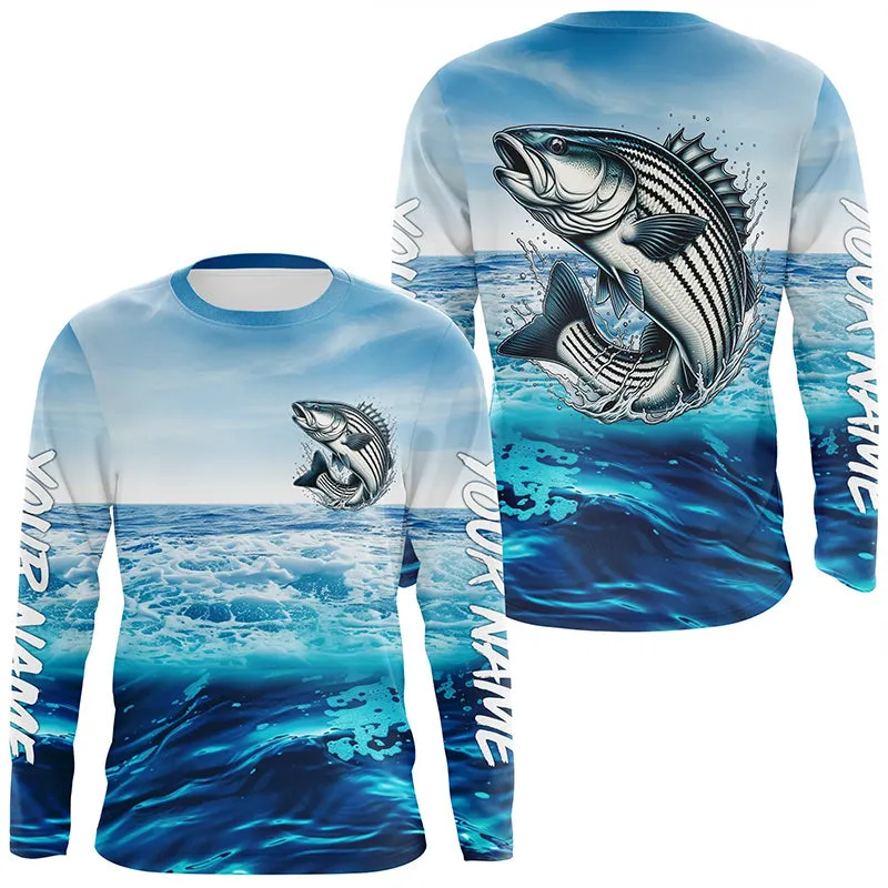 Striped Bass Fishing Custom Performance Long Sleeve Uv Shirts, Striper Saltwater Fishing Jerseys IPHW6114