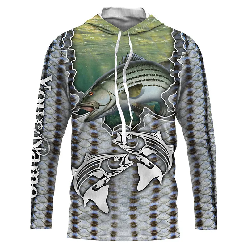 Striped Bass Fishing UPF 30  Men’s Long Sleeve Fishing Shirt, Tournament Fishing Gift TTS0307